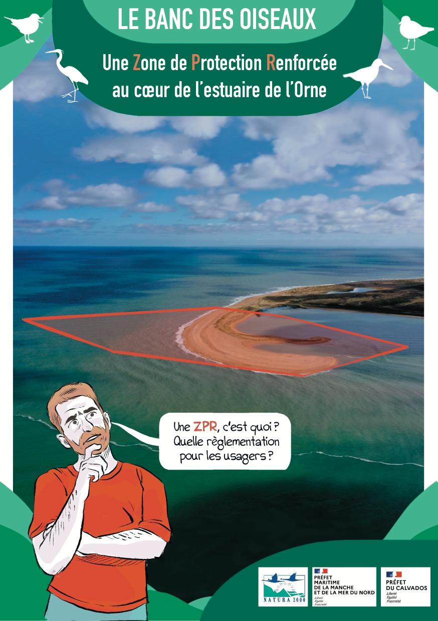 Flyer rappelant la réglementation autour de la Zone de Protection Renforcée du Banc des Oiseaux